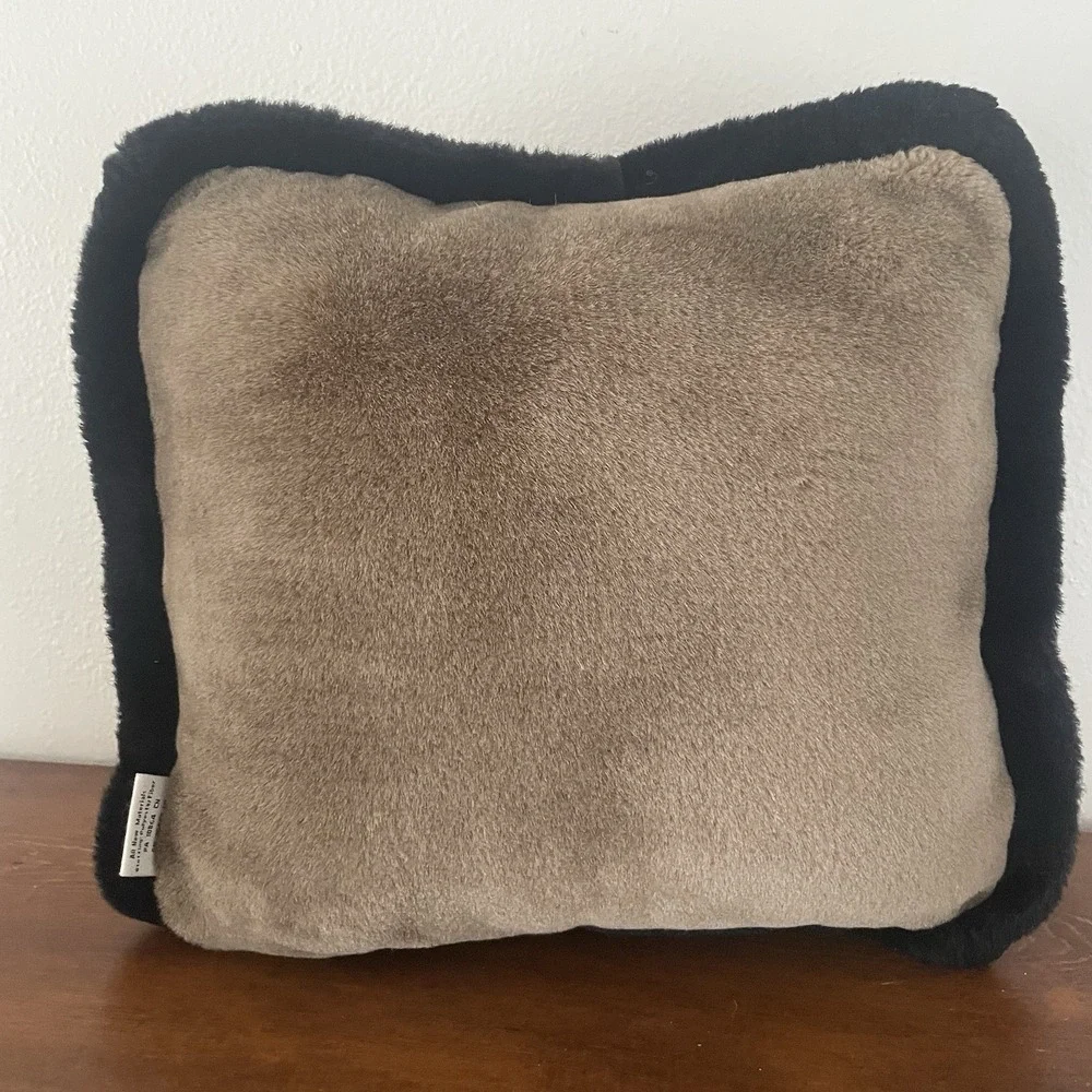 Vtg Jaag Plush Bear Pillow 11x11 Throw pillow Brown‎ & Black